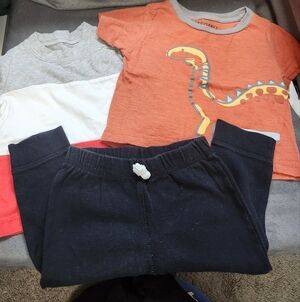Carter's Orange Dinosaur Tee and Black Pants Set